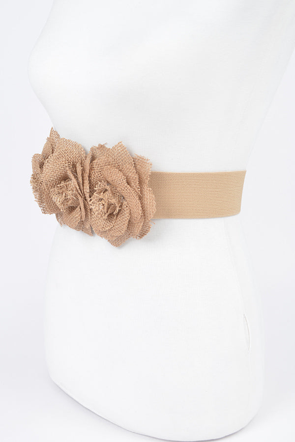 Beige 3378 - Pack of 6 Flower Metal Double - Layered Plus Size Chain Belts