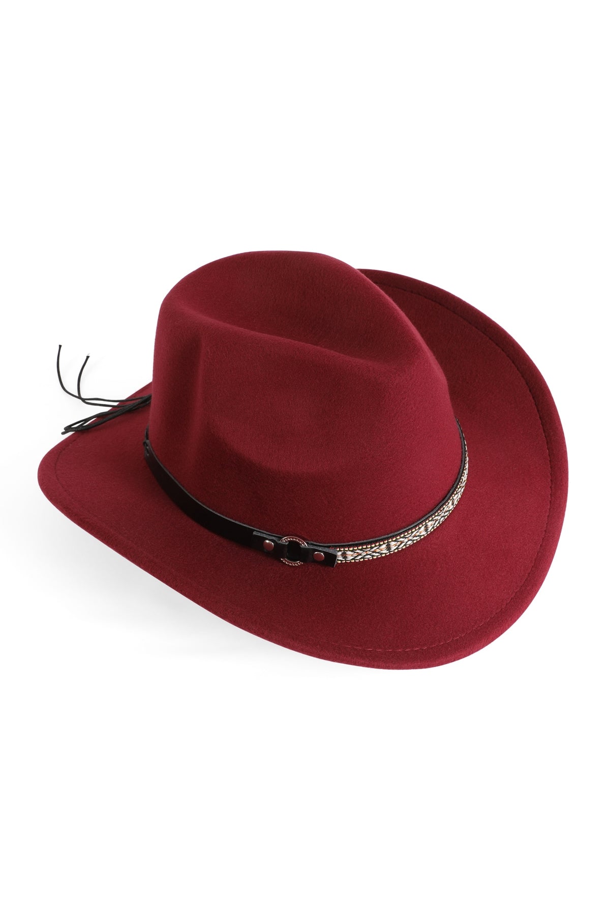 Burgundy Fedora Classic Tribal Band Hats - Set of 6