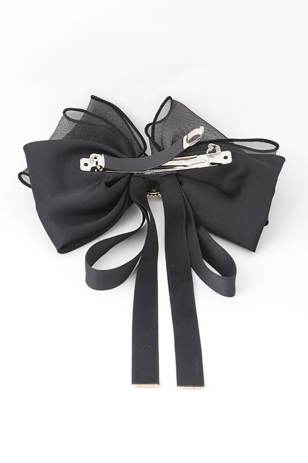 Pack of 6 Black 9568 Pendant Ribbon Hair Clips