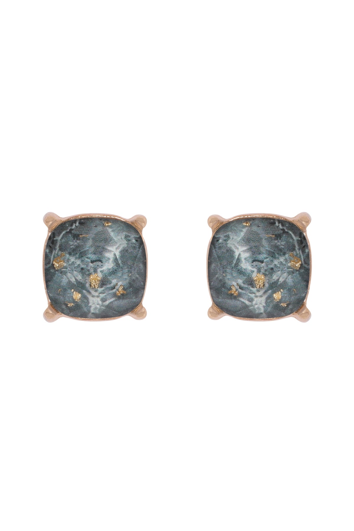 Stylish Gray Marble Epoxy Stud Earrings - Set of Six Pieces