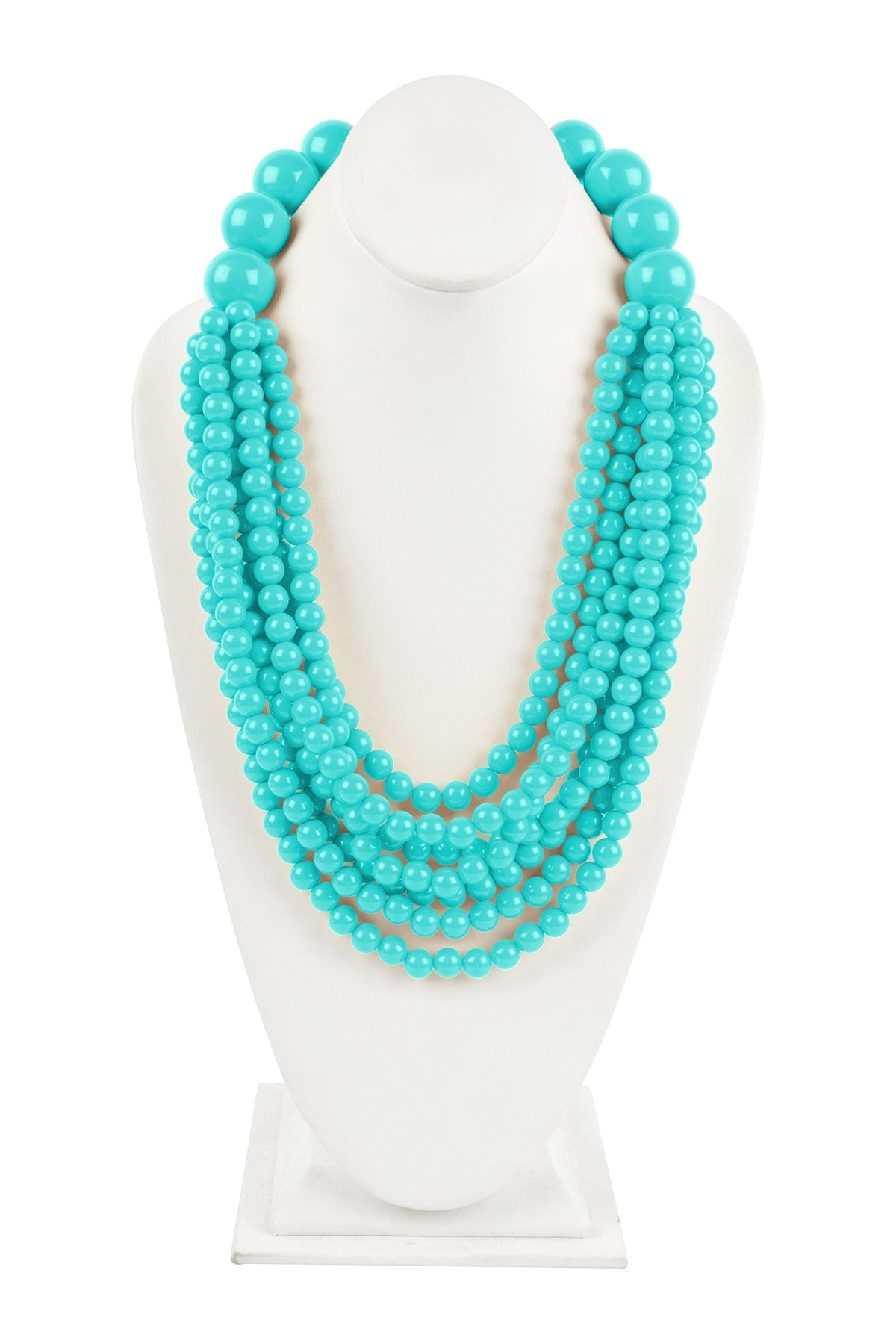 6-Piece Turquoise Round Bead Layered Statement Necklace and Earring Set