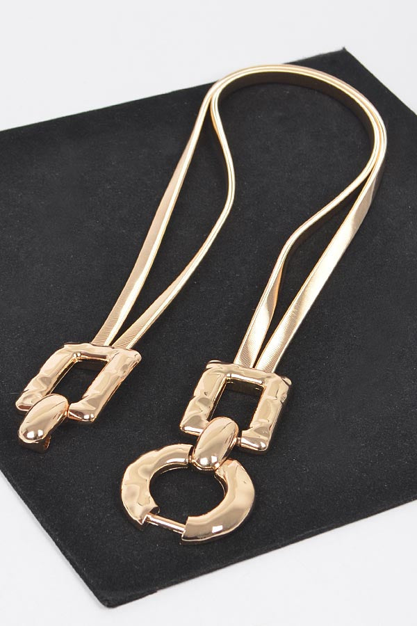 Pack of 6 Premium 6568 Gold Hammered Metal Buckle Plus Size Stretch Belts