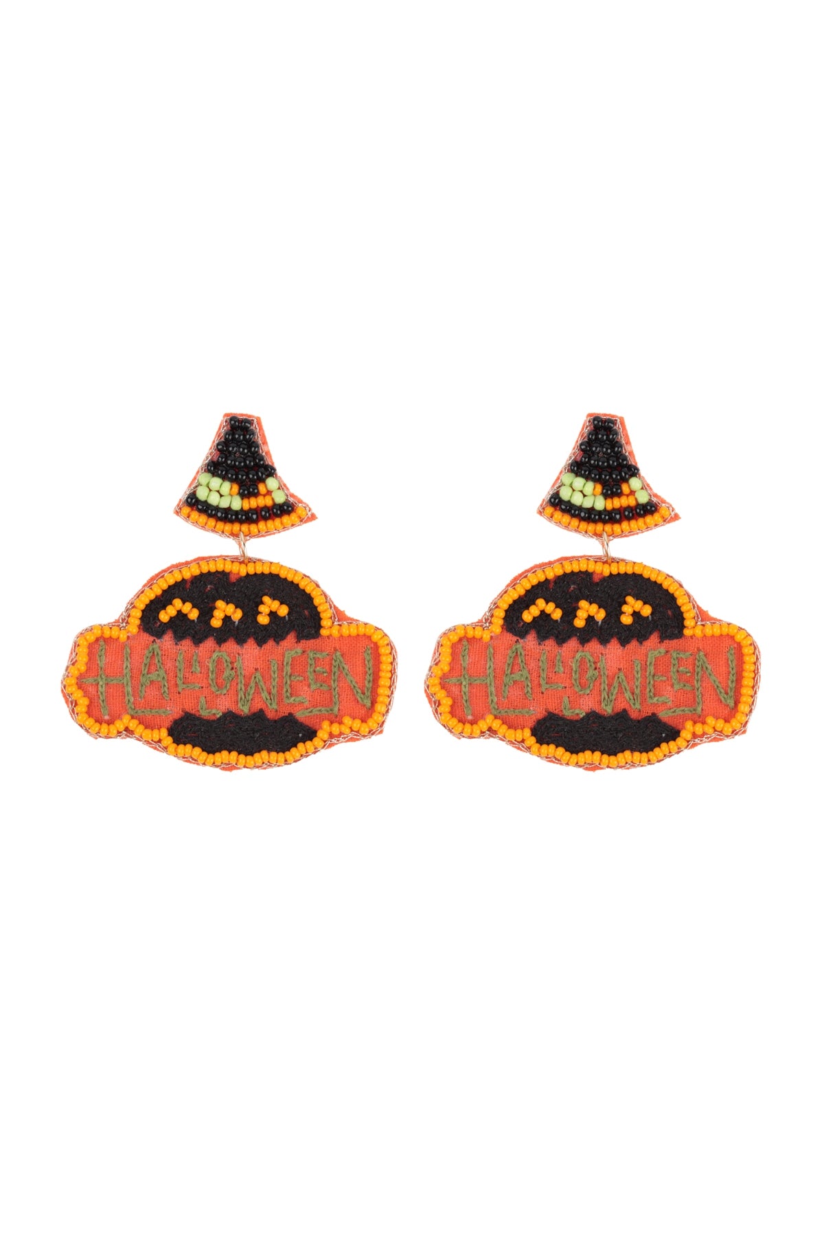 Multicolor Halloween Pumpkin Seed Bead Drop Earrings - Set of 6