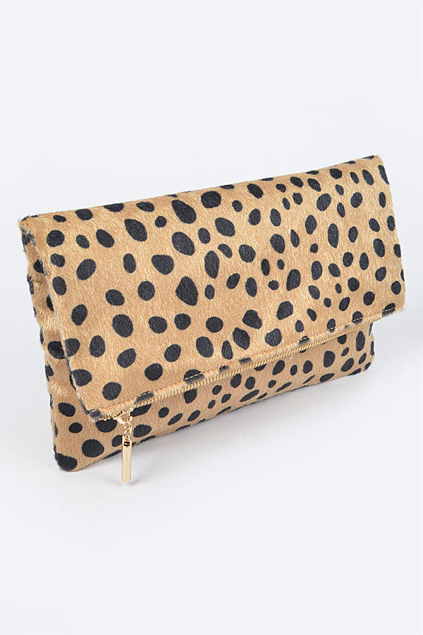 Set of 3 White 9633 Faux Leo Skin Folded Bags