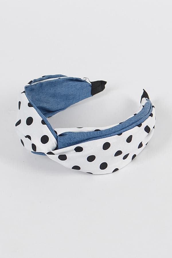 Pack of 6 - 1148 Black Polka Dots Denim Hairbands