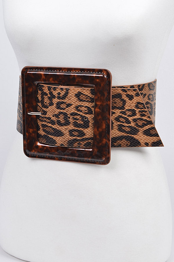 Leopard Print Iconic Square Buckle Belt - Set of 6