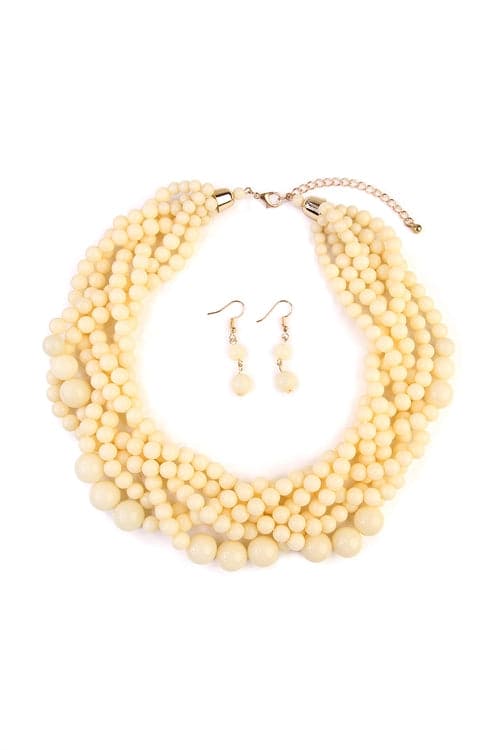 Exquisite Natural Multi - Strand Bubble - Style Choker Necklace and Earring Set - Pack of Six Pieces