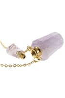 Pack of 6 Purple Natural Stone Hexagon Crystal Perfume Bottle Necklaces With Box