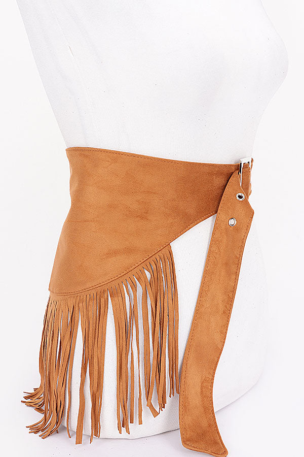 Set of 6 Faux Suede Fringe Belts in Classic Black Color (Product Code 0588)