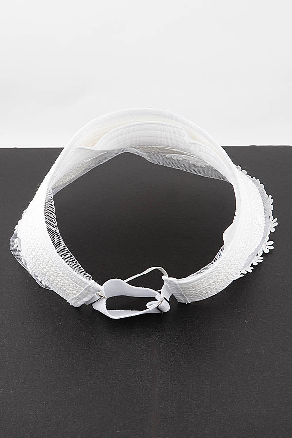 Pack of 6 Ivory Flower Lace Visor Hats - Product 480014