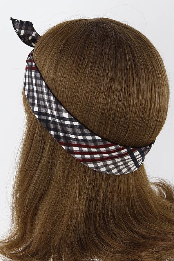 Set of 6 Stylish Checkered Two - Tone Gray Headbands 9ECA