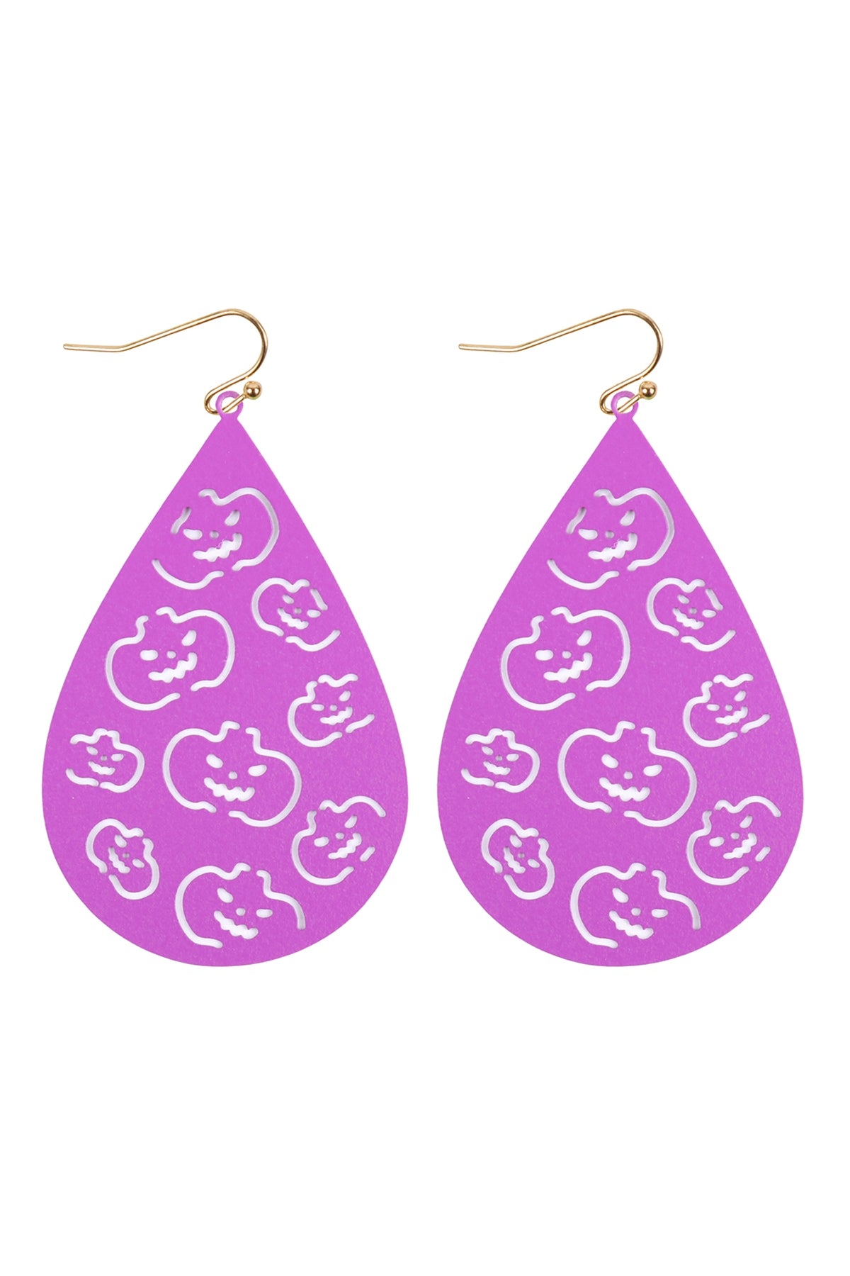 Purple Halloween-themed Pumpkin Filigree Teardrop-shaped Earrings - Set of Six Pieces