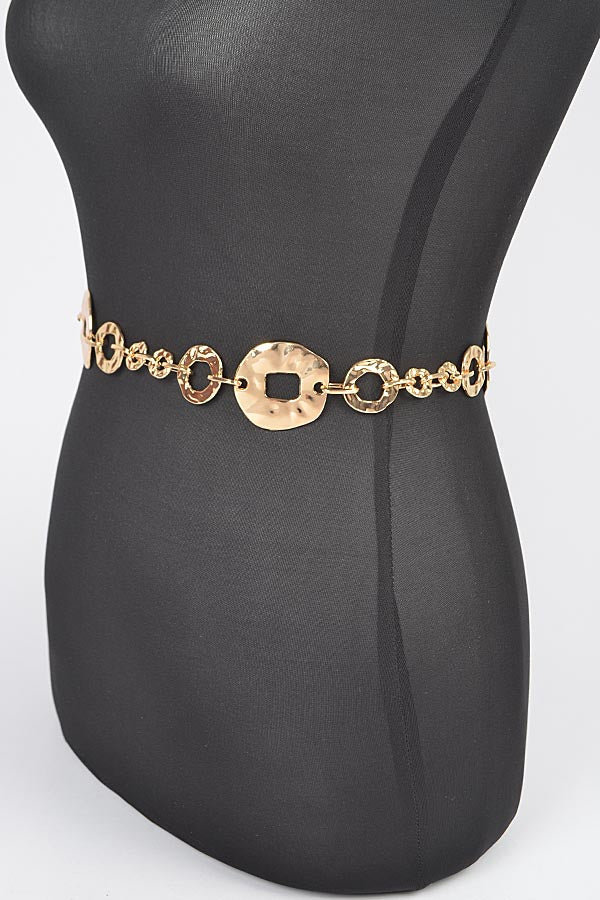6-Piece Set of 4968 Gold Hammered Metal Chain Belts
