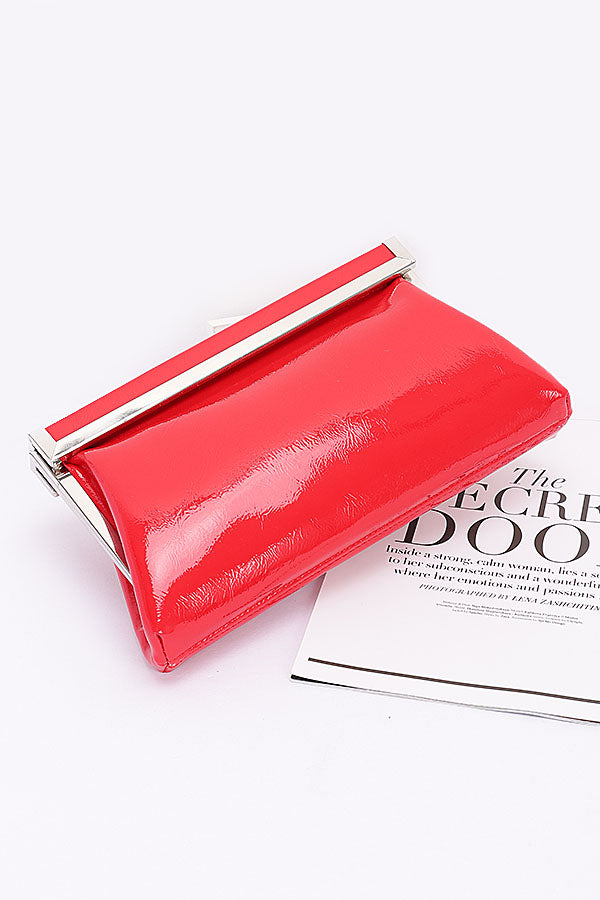Red Patent Leather Frame Clutch Bags - Pack of 3