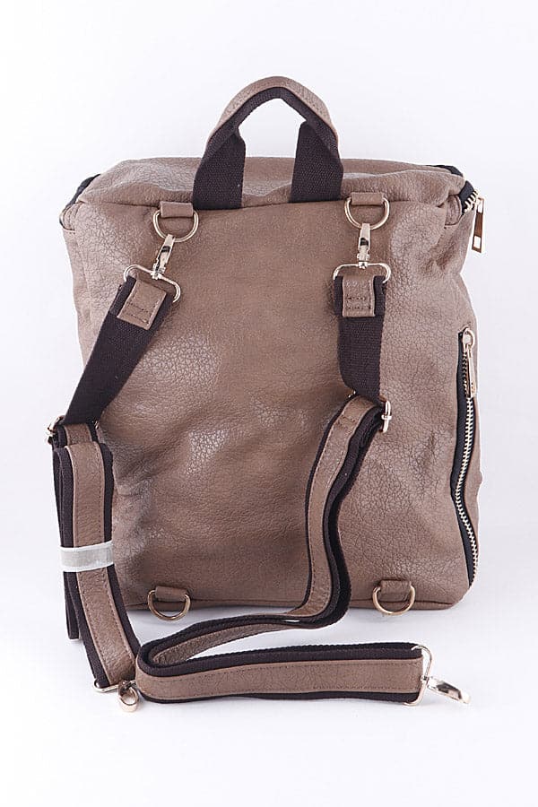 Set of 3 Taupe 8824 Studded Faux Leather Backpacks