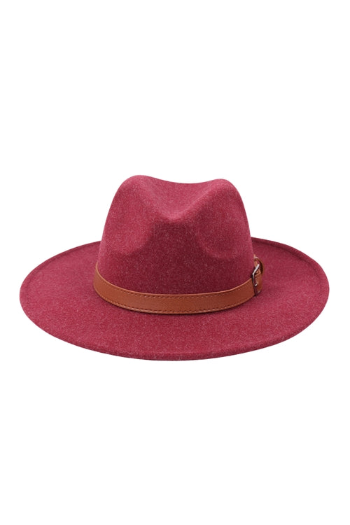 Pack of 6 Burgundy Brim Fashion Hats with Adjustable Buckle