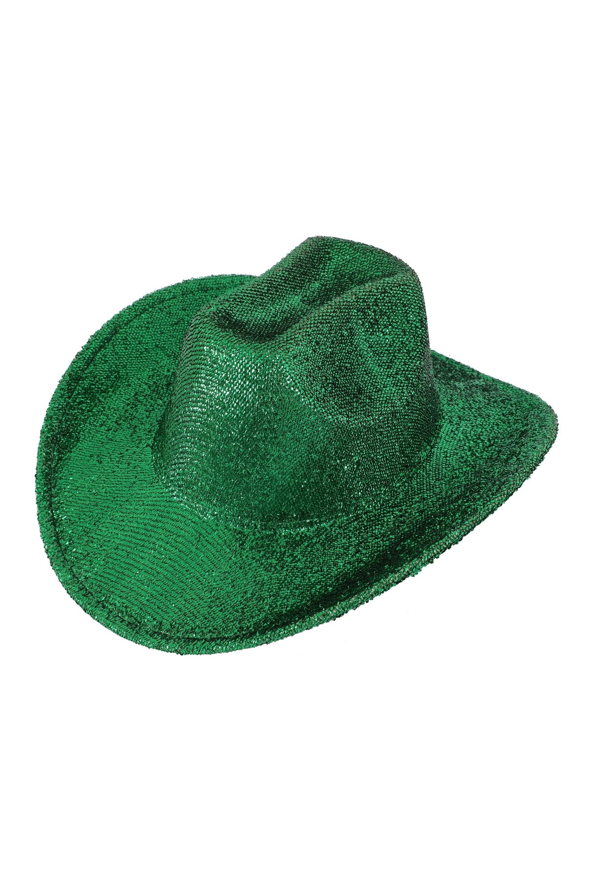 Green Glitter Solid Color Polyester Fedora Hats - Set of Six