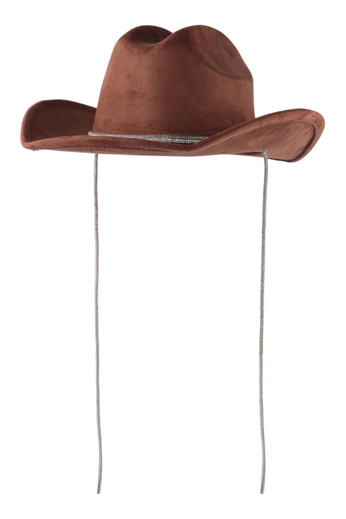 Fashionable Fedora Brim Hats with Glittery Rhinestone Lace in Brown Color - Pack of Six Pieces