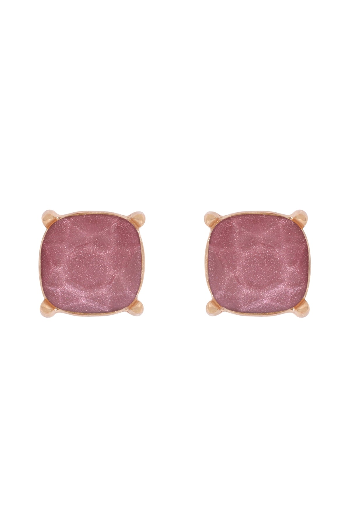 Purple Fine Glitter Epoxy Stud Earrings - Set of Six Pieces
