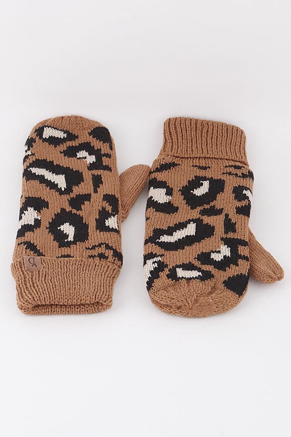 Pack of 6 Ivory Leopard Print Mittens - 811021