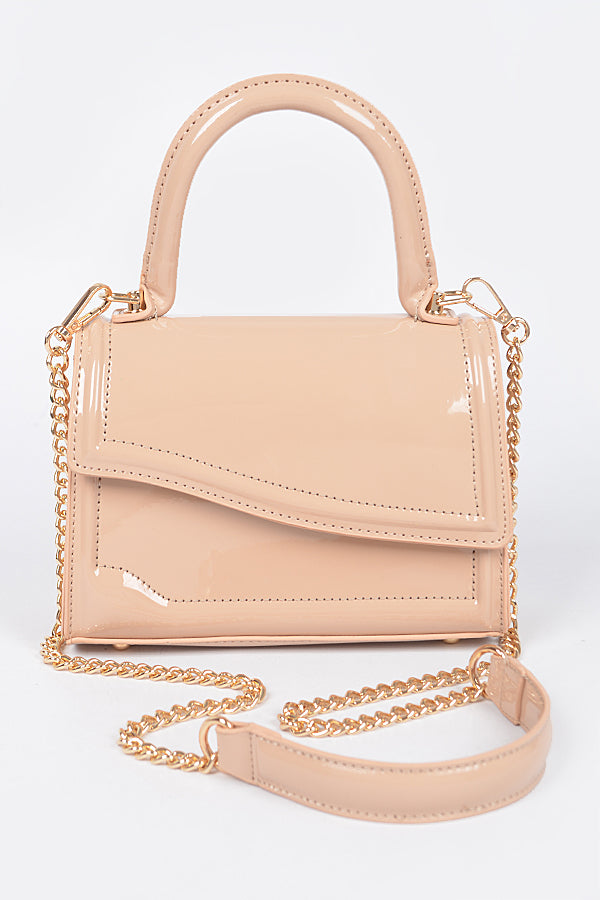 Set of 3 Nude 6865 Enamel Faux Leather Top Handle Bags