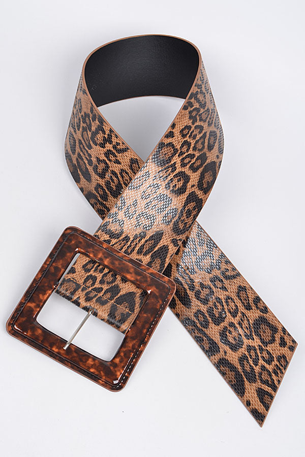 Leopard Print Iconic Square Buckle Belt - Set of 6