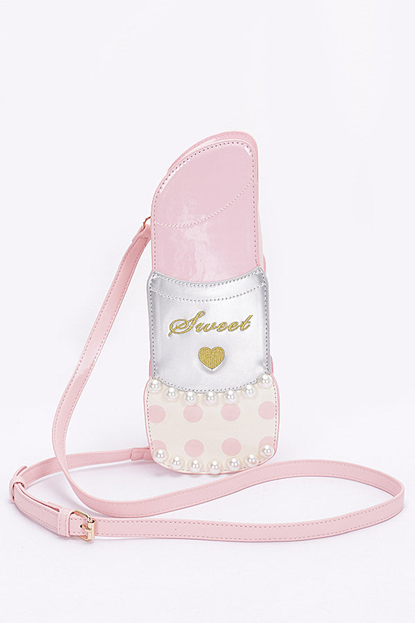 Pack of 3 Faux Leather Lipstick Novelty Bags in Pink Shade - 3136