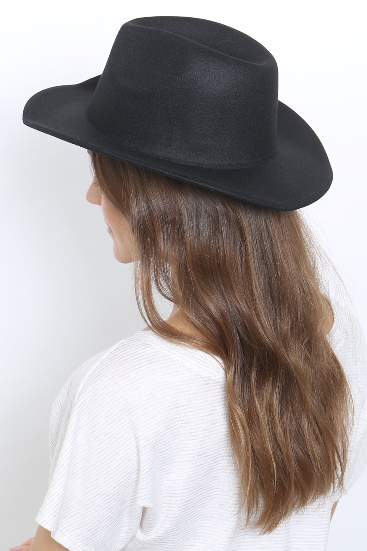 Black Felt Fashion Brim Hats - Set of 6
