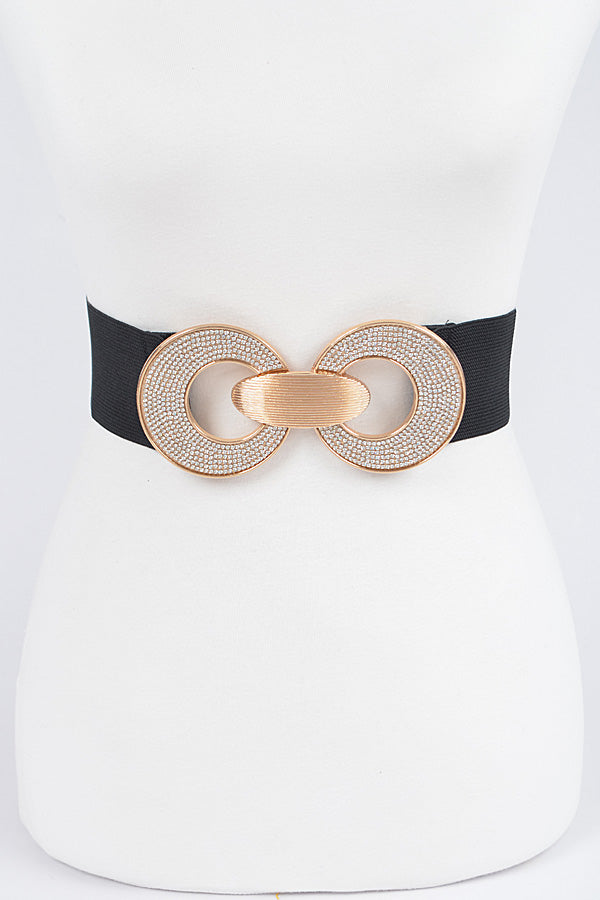 Set of 6 Elegant Black 7758 Rhinestone Elastic Belts