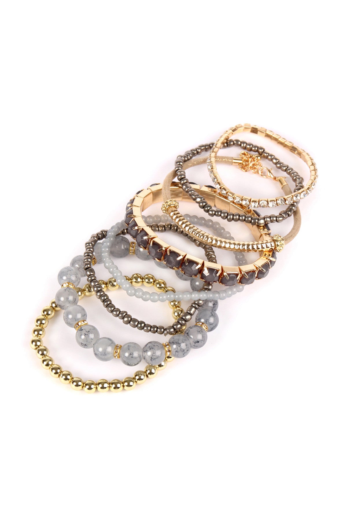6-Pack Grey Multi - colored Stretchable Bracelets
