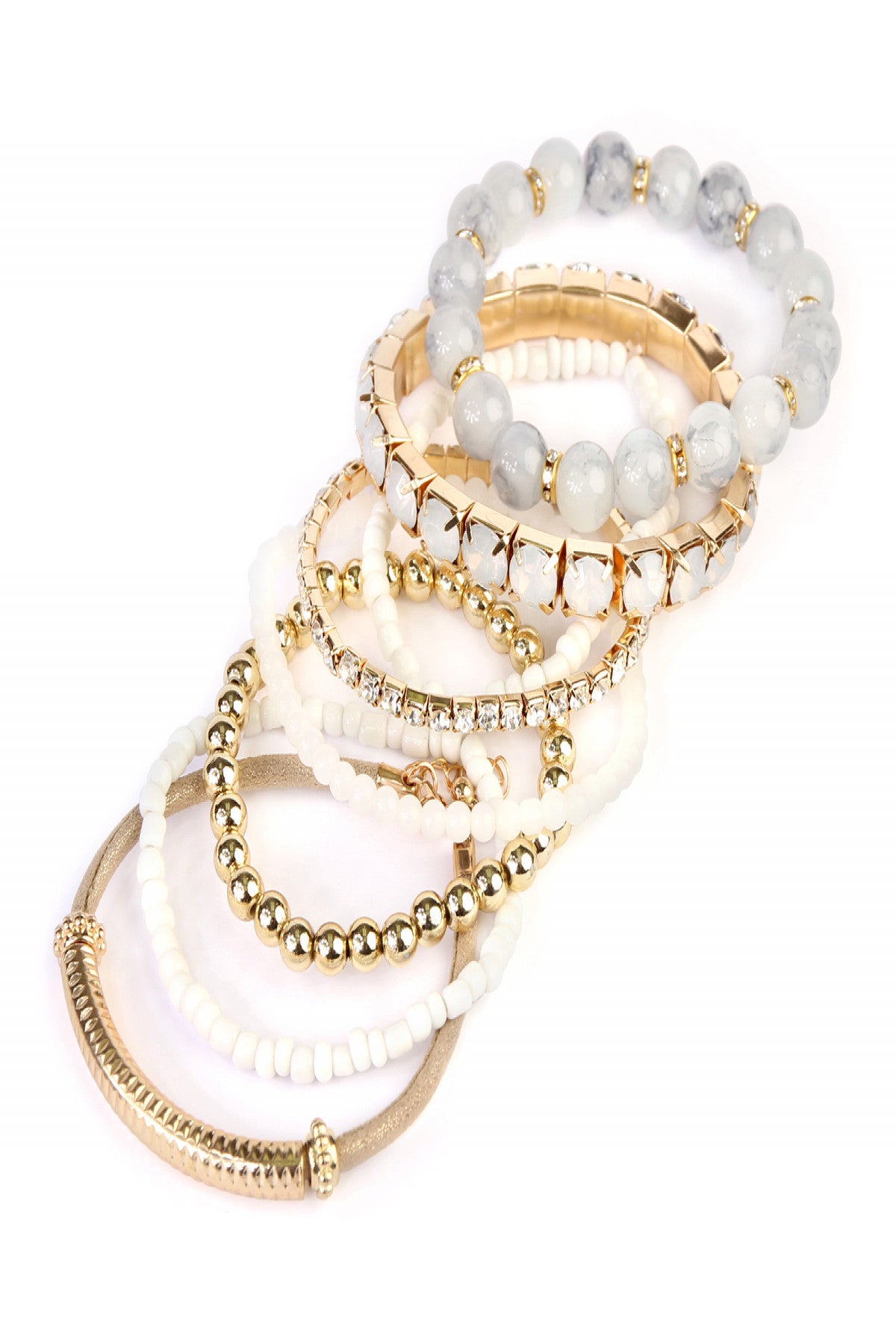 Set of 6 Natural Multicolored Stretchable Bracelets