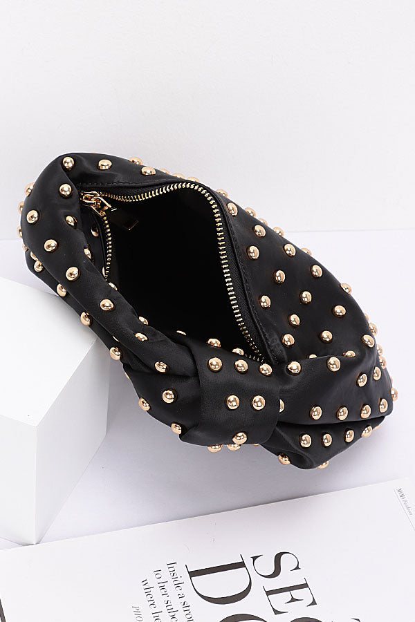 Pack of 3 Olive Gold 1736 Satin Metal Studded Hobo Bags