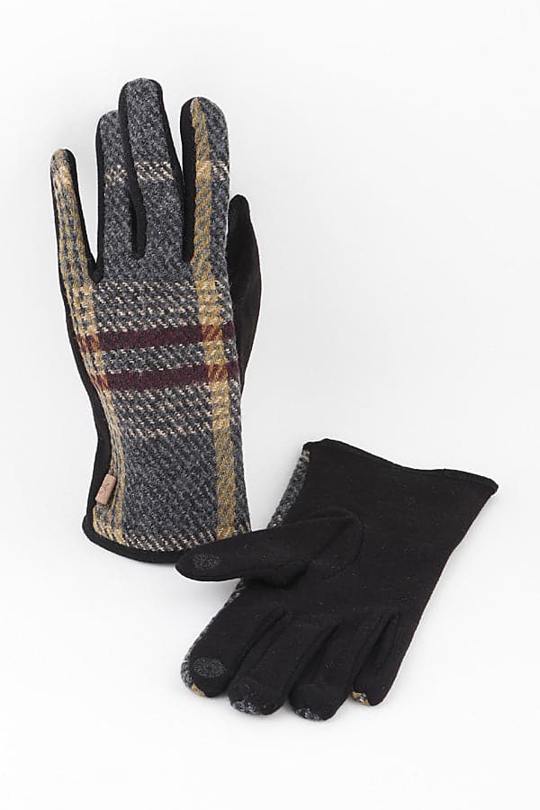 Set of 6 Gray Cotton Plaid Gloves - 561021 Model