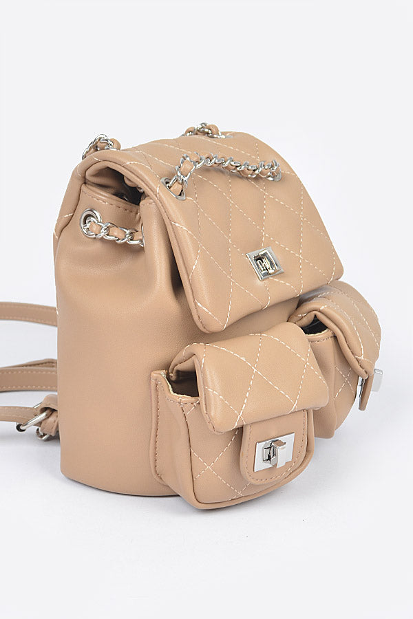 3-Pack of 3211 Quilted Khaki Backpacks