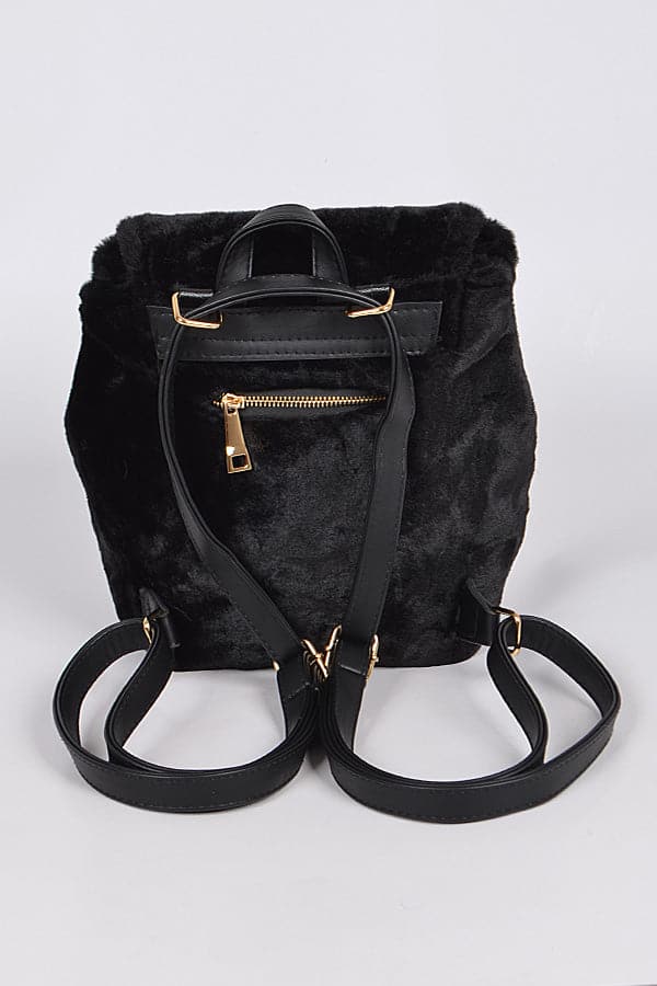 Neon Yellow Faux Furry Wonder Backpack - Set of Three Pieces