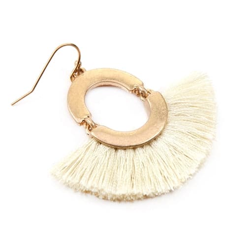 Ivory Fan - Shaped Tassel Linked Hoop Drop Earrings Set of 6