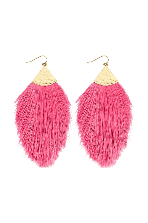 Fashionable Fuchsia and Hot Pink Tassel Drop Earrings - Set of Six Pieces