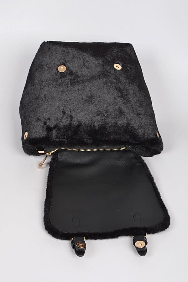Neon Yellow Faux Furry Wonder Backpack - Set of Three Pieces