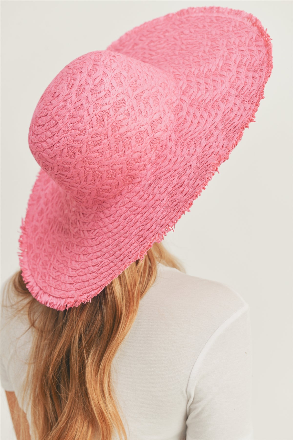 Fashionable Solid Floppy Sun Hats in Hot Pink Color - Set of 6 Pieces