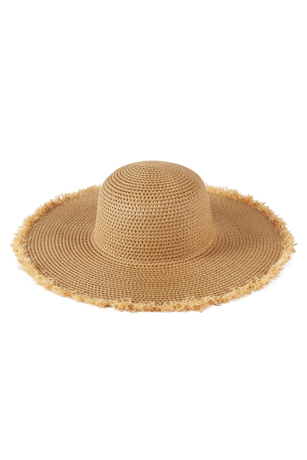 Taupe Frayed Edge Floppy Straw Hats - Set of 6