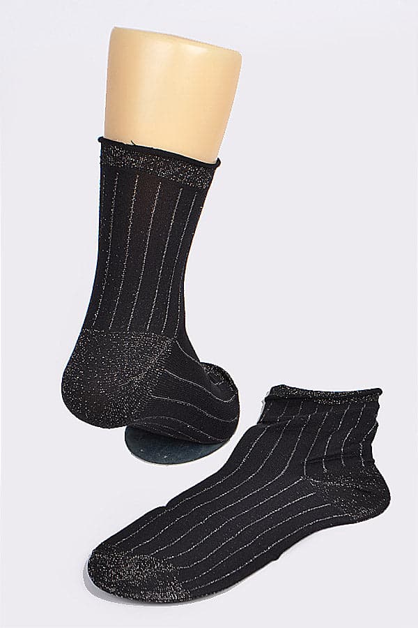 Set of 6 Black 9238 Striped Socks