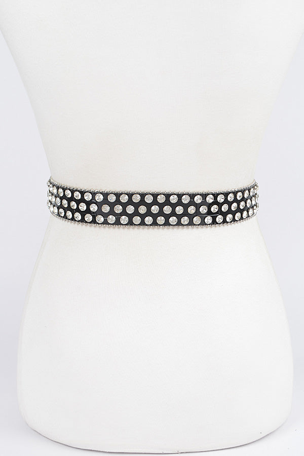 Set of 6 Stylish 7258 White Multi - Metal Stone Studded Belts
