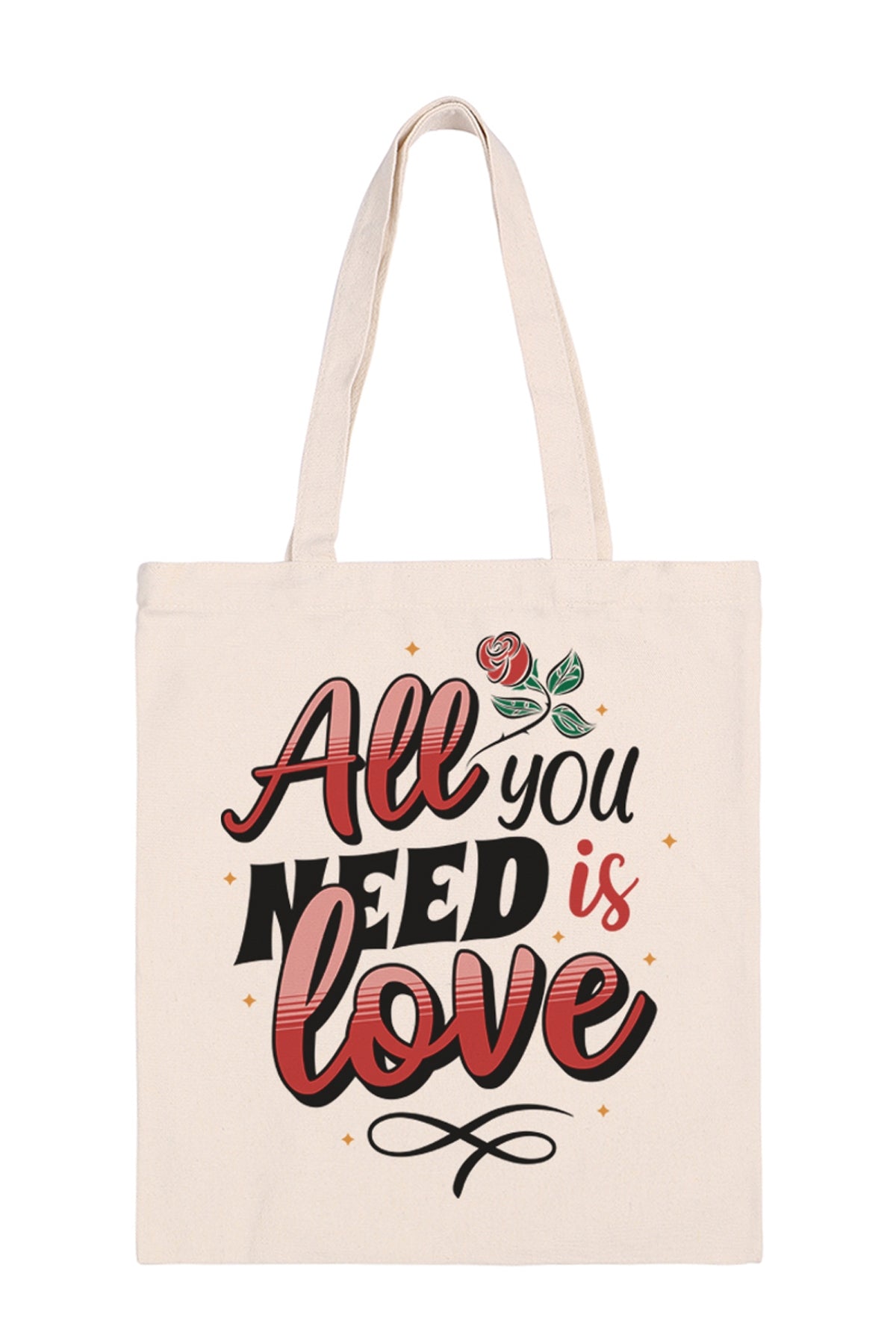 All-Inclusive Love-Inspired Print Minimalist Fashion Tote Bags - Set of Six Pieces