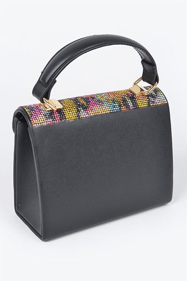 Pack of 3 - Stylish 9715 Multicolor Black Snake Rhinestone Top Handle Bags