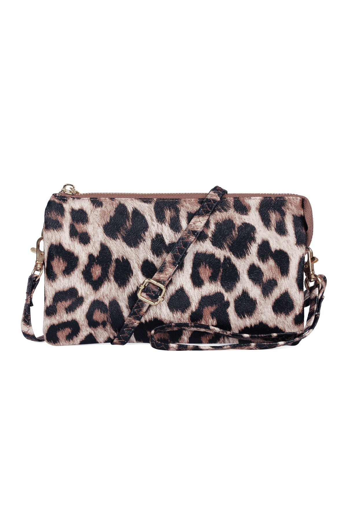 Set of 6 Leopard Print Faux Leather Crossbody Bags with Wristlets