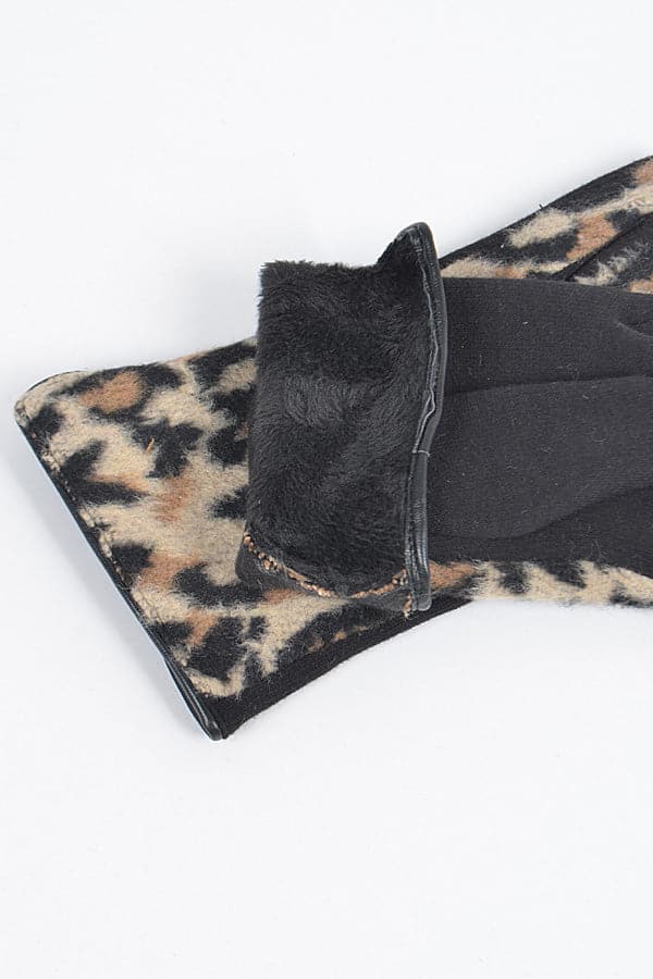 Set of 6 Leopard Print Faux Fur Gloves - Stylish and Practical