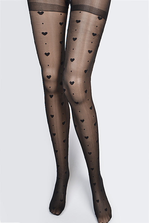 Pack of 6, Stylish 7638 Black Heart Dot Stockings