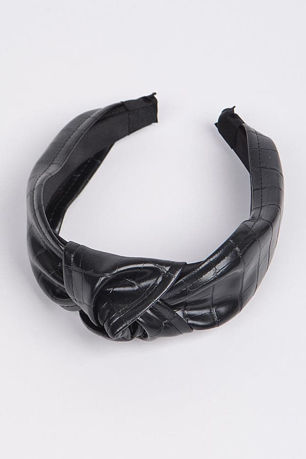 Black Knotted Snakeskin Leather Headbands - Pack of 6