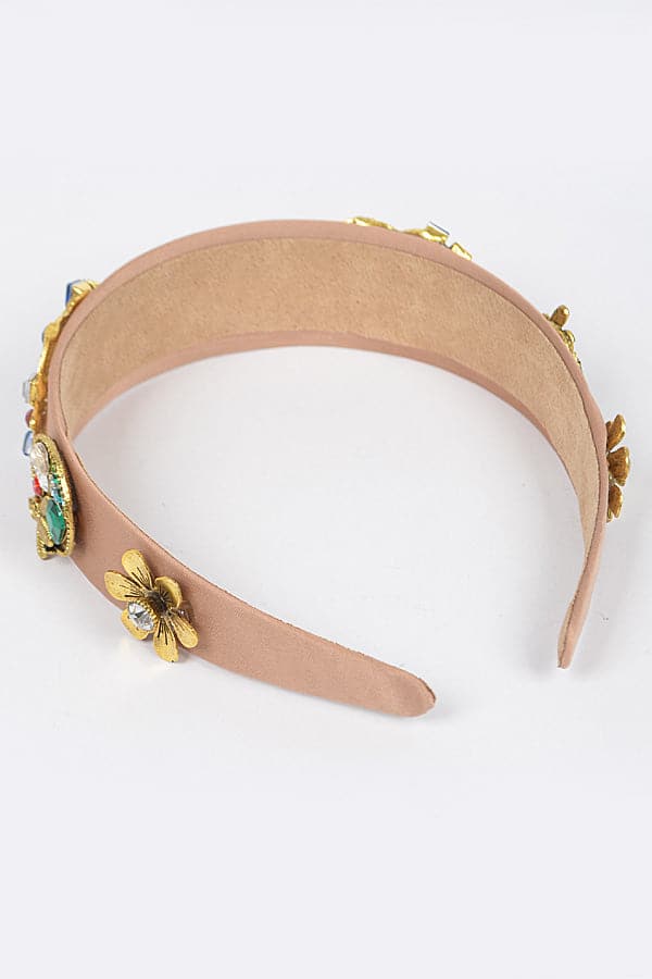 Pack of 6 Black Plastic Hairbands with Imitation Gemstones - Model 6112