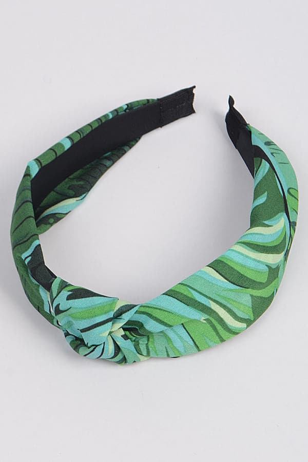 Pack of 6 Green Leaf Print Head Bands - Model 5638
